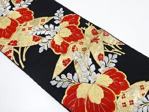 アンティーク　桐に笹・古典柄織り出し袋帯（着用可）